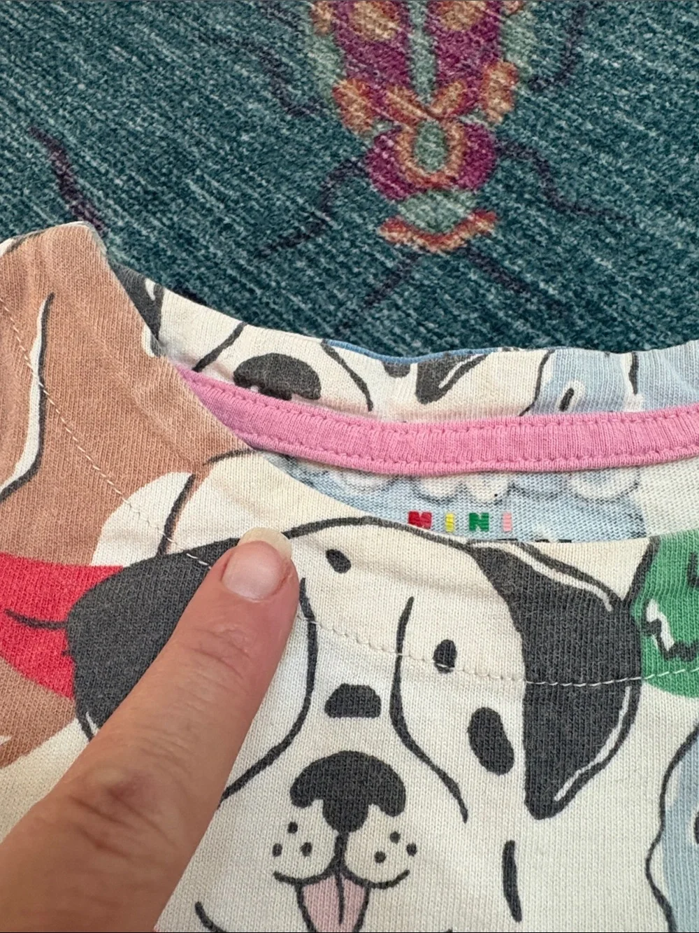 Mini Boden Multicolor Puppy Print Cotton Dress 3/4